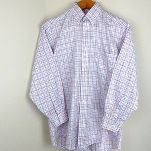 Faconnable Mens Button Down Striped Plaid Pattern